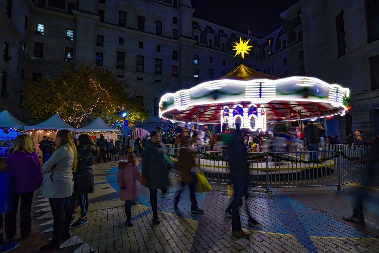 Philadelphia residents enjoying the christmas festivities at Dilworth Park.