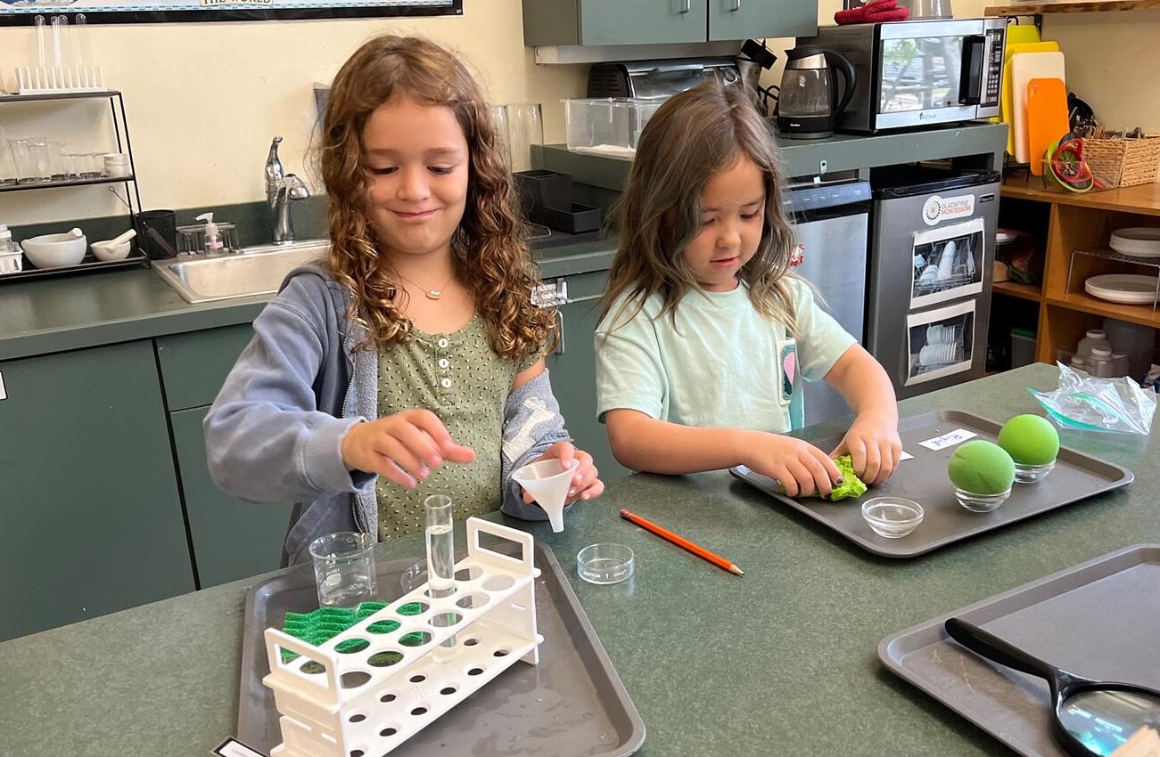 Gladwyne Montessori students doing a science experiment