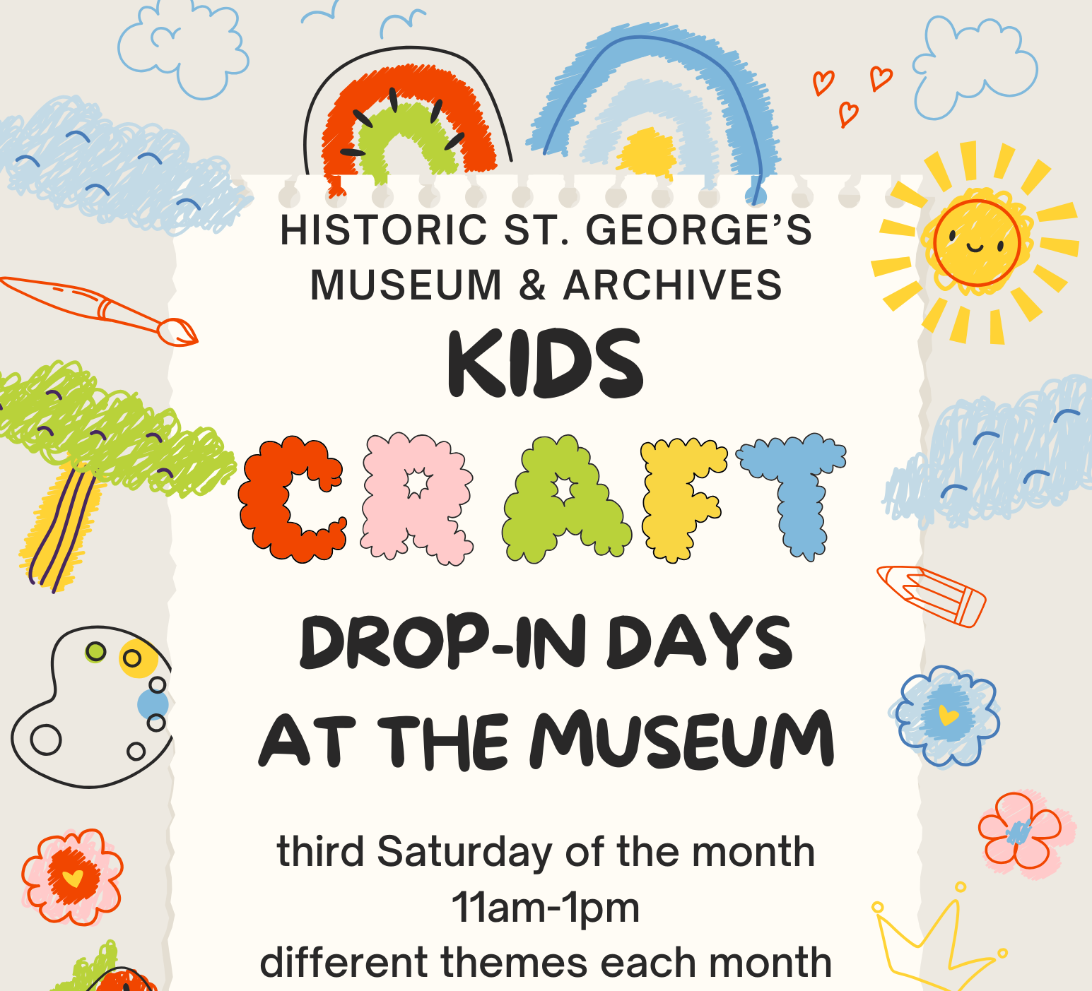 Kids Craft Drop-In Days at Historic St. George’s Museum and Archives