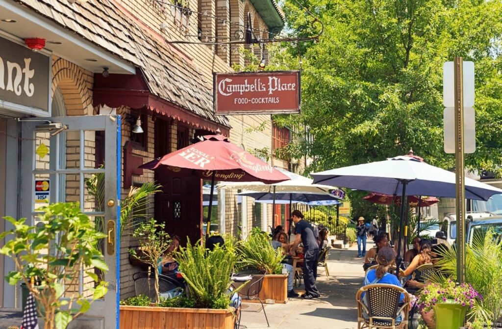 Chestnut Hill is a great mix of independent shops and restaurants plus great playgrounds.