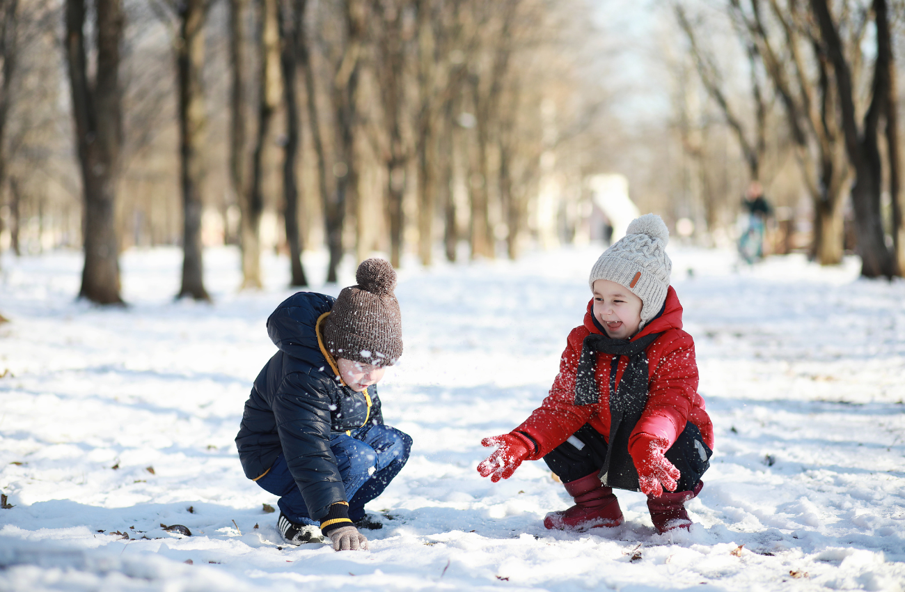 Kids play in the snow in Philadelphia.