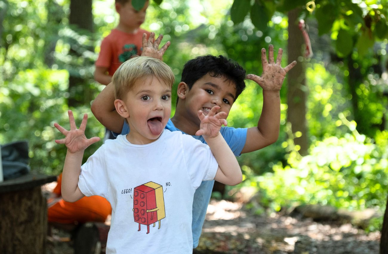Little boys make faces at Camp Schuylkill's preschool camps.