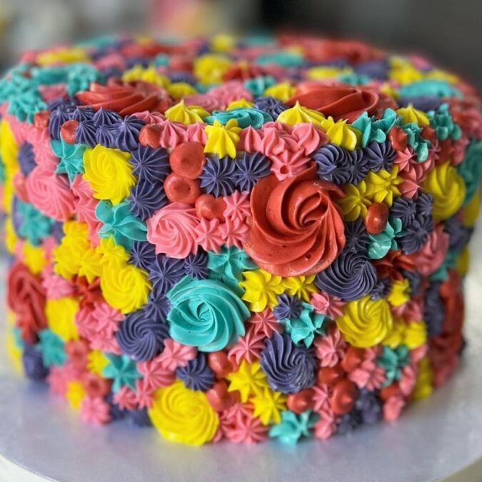 A multicolored iced cake from Whipped Bakeshop in Philadelphia.