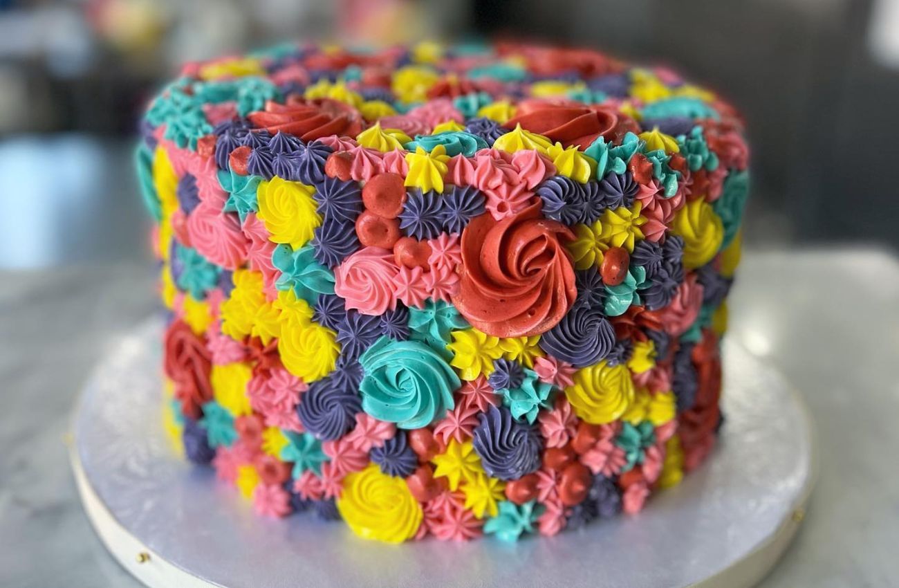 A multicolored iced cake from Whipped Bakeshop in Philadelphia.