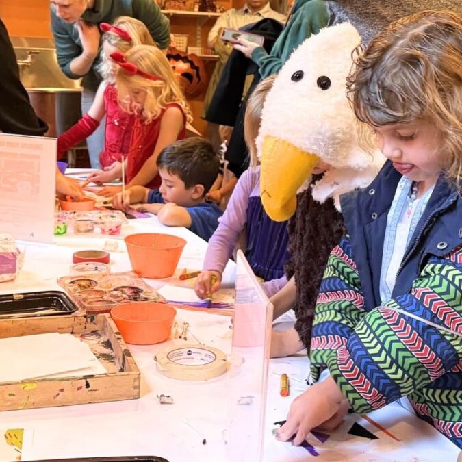 Kids make crafts at Philly Arts Center's school day off camp.
